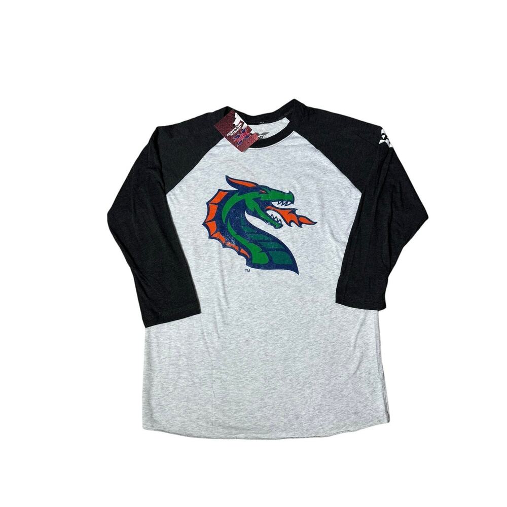 XFL NWT Men's  Seattle Dragons Baseball Tee T Shirt Raglan 3/4 Sleeve Cotton S